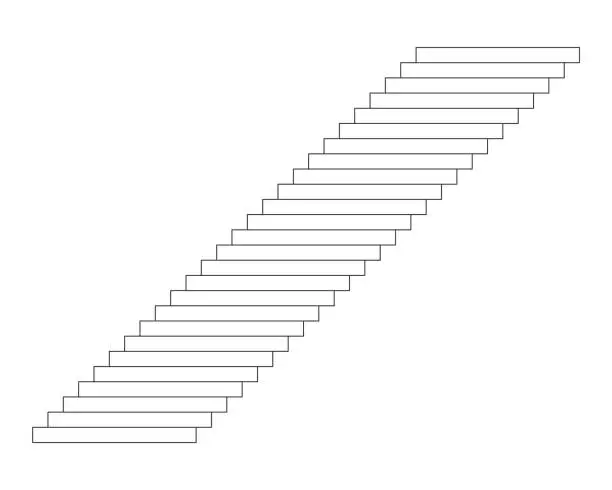 Vector illustration of Walking up stairway black and white 2D cartoon object