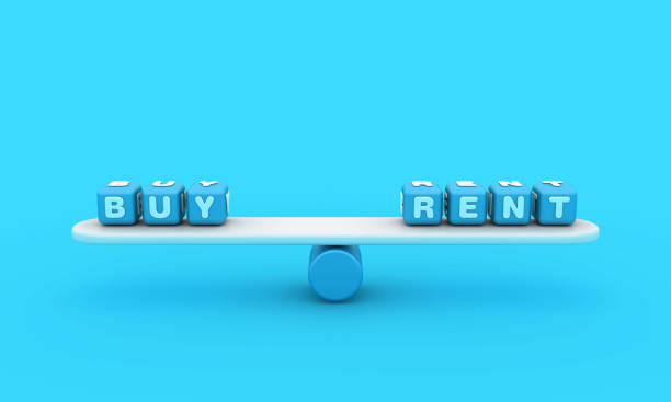 istock Seesaw with BUY RENT Buzzword Cubes 1817291561