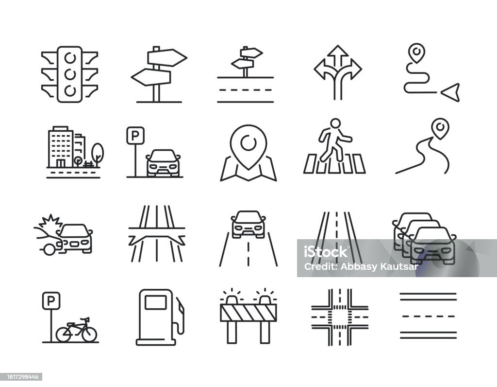 Icônes de ligne de route. Trait modifiable. Pour la conception de marketing de site Web, logo, application, modèle, interface utilisateur, etc. Illustration vectorielle. - clipart vectoriel de Icône libre de droits Icônes de ligne de route. Trait modifiable. Pour la conception de marketing de site Web, logo, application, modèle, interface utilisateur, etc. Illustration vectorielle. - clipart vectoriel de Icône libre de droits
