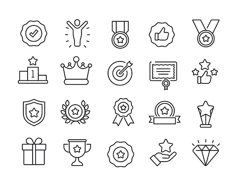 Award line icons. Editable stroke. For website marketing design, logo, app, template, ui, etc. Vector illustration. stock illustration