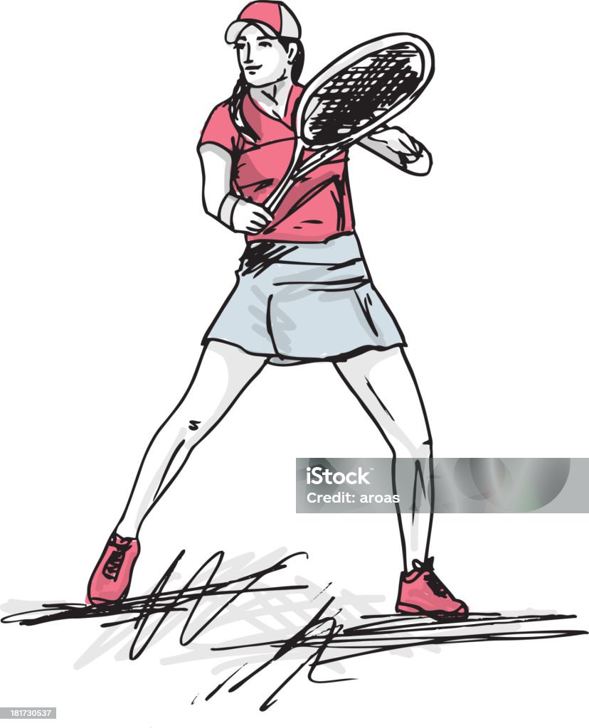 Женщина игрок тенниса, - Векторная графика Теннис роялти-фри