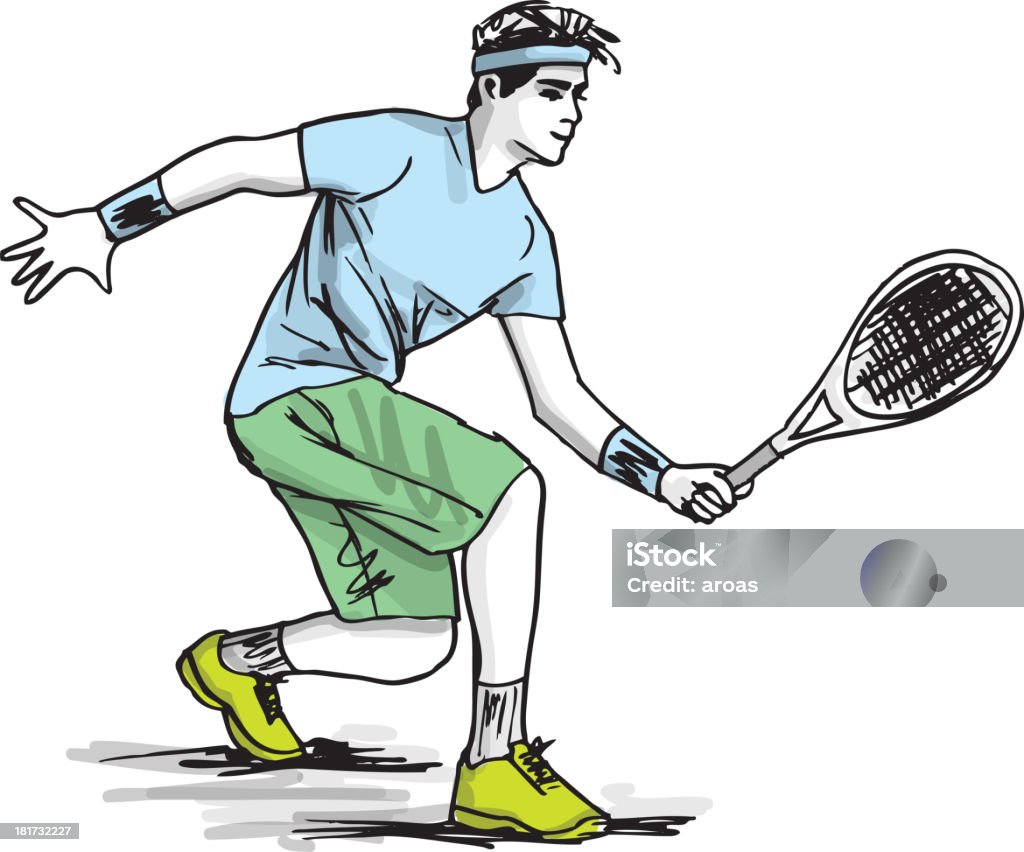 Tennis, männliche Spieler - Lizenzfrei Aktivitäten und Sport Vektorgrafik