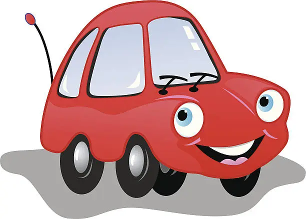 Vector illustration of Red Smiling Car