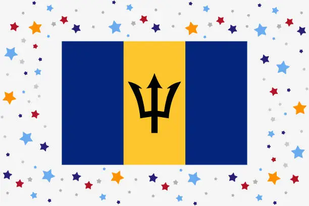 Vector illustration of Barbados Flag Independence Day Celebration With Stars