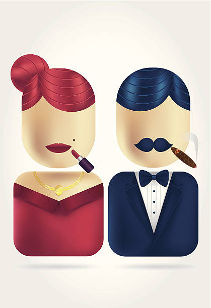 illustrazioni stock, clip art, cartoni animati e icone di tendenza di signora e signore icone set - smoking women smoke smoking issues