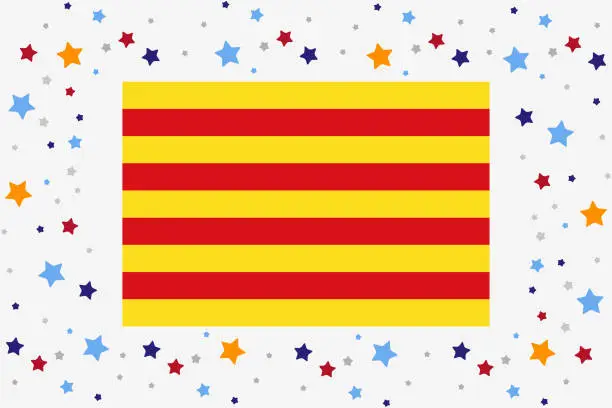 Vector illustration of Catalonia Flag Independence Day Celebration With Stars