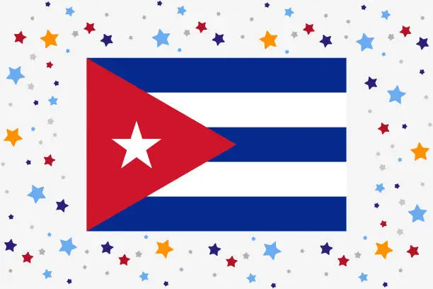 Vector illustration of Cuba Flag Independence Day Celebration With Stars