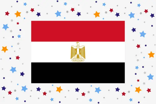 Vector illustration of Egypt Flag Independence Day Celebration With Stars