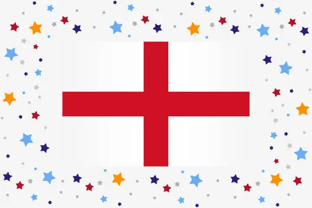 Vector illustration of England Flag Independence Day Celebration With Stars