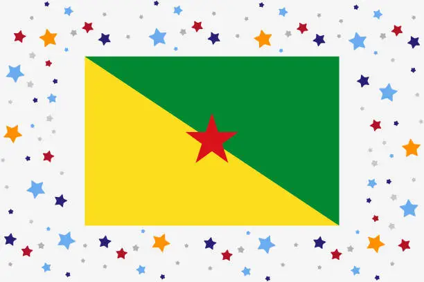 Vector illustration of French Guiana Flag Independence Day Celebration With Stars