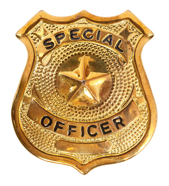Golden badge reading 'special officer' on white background  stock photo