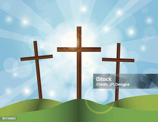Wielkanoc Wielki Piątek Krzyże Na Niebieski Niebo W Tle - Stockowe grafiki wektorowe i więcej obrazów Wielkanoc