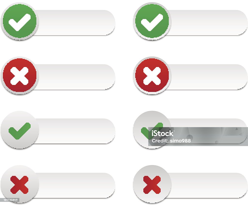 Wrong and right validation labels Set of validation labels - eps10 - This vector contains transparency. Cancel Icon stock vector