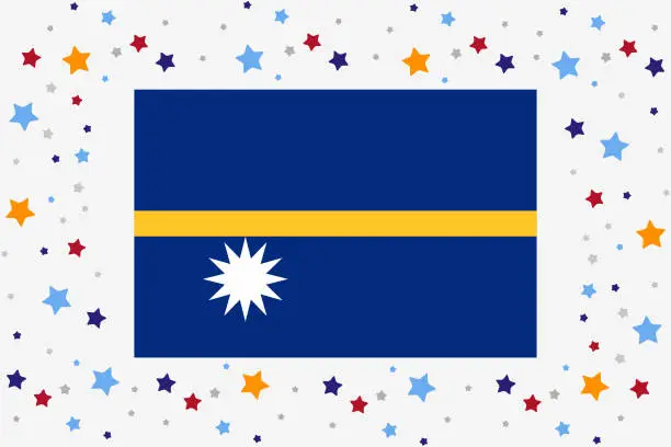 Vector illustration of Nauru Flag Independence Day Celebration With Stars