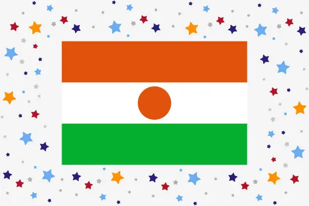 Vector illustration of Niger Flag Independence Day Celebration With Stars