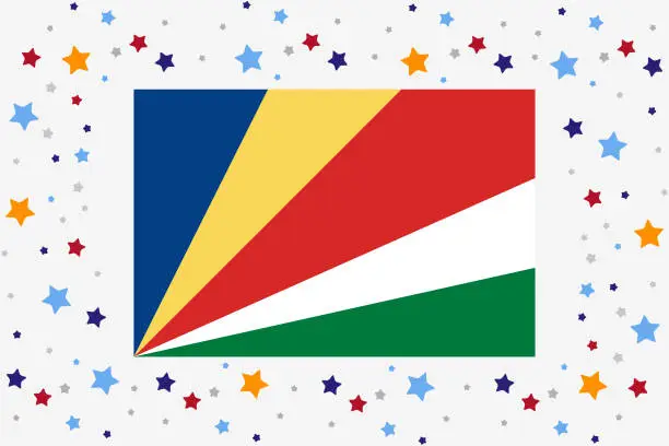Vector illustration of Seychelles Flag Independence Day Celebration With Stars
