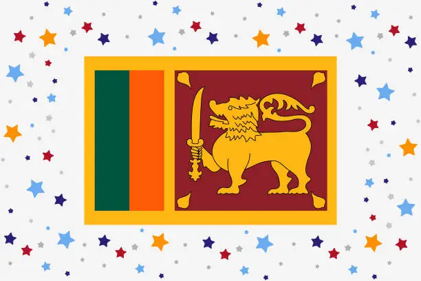 Vector illustration of Sri Lanka Flag Independence Day Celebration With Stars