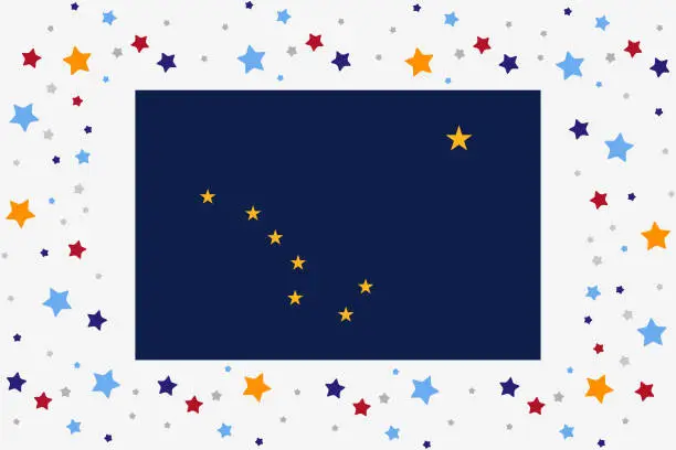 Vector illustration of Alaska Flag Independence Day Celebration With Stars