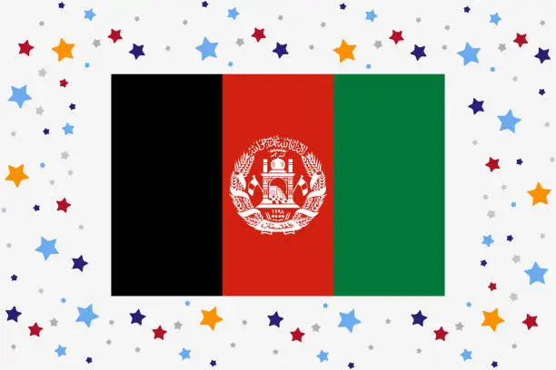 Vector illustration of Afghanistan Flag Independence Day Celebration With Stars