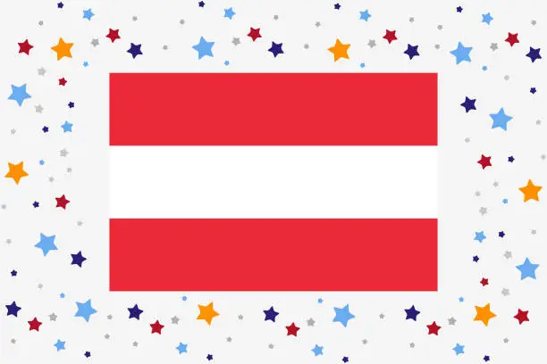 Vector illustration of Austria Flag Independence Day Celebration With Stars