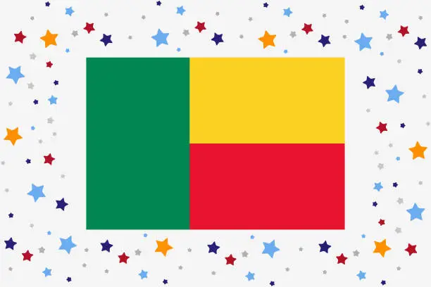 Vector illustration of Benin Flag Independence Day Celebration With Stars