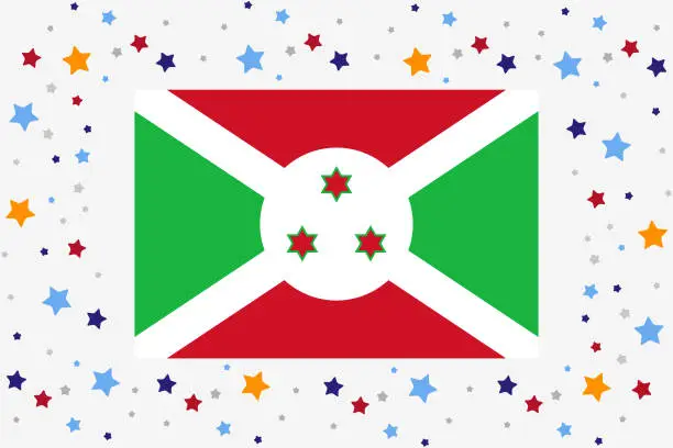 Vector illustration of Burundi Flag Independence Day Celebration With Stars