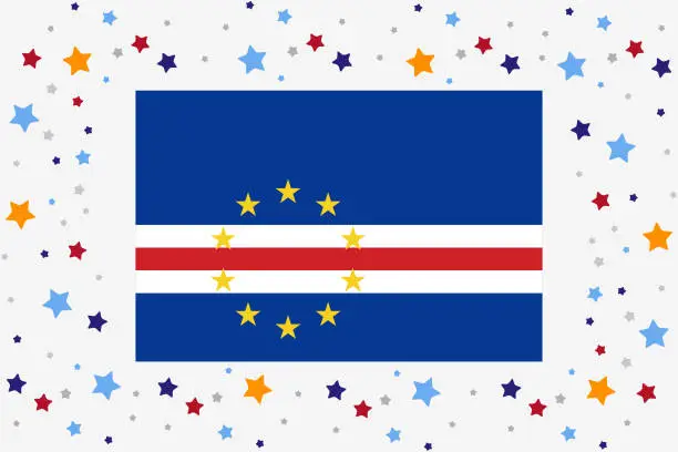 Vector illustration of Cape Verde Flag Independence Day Celebration With Stars