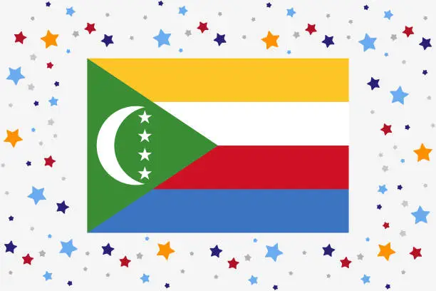 Vector illustration of Comoros Flag Independence Day Celebration With Stars