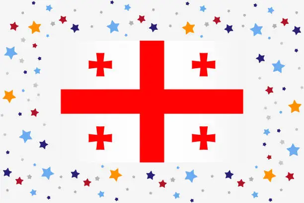 Vector illustration of Georgia Flag Independence Day Celebration With Stars