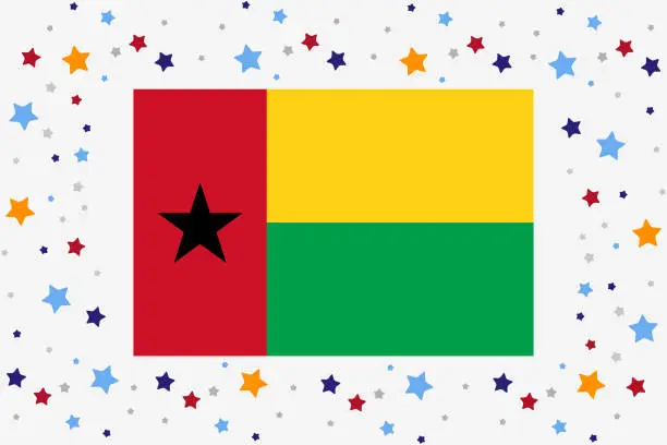 Vector illustration of Guinea Bissau Flag Independence Day Celebration With Stars
