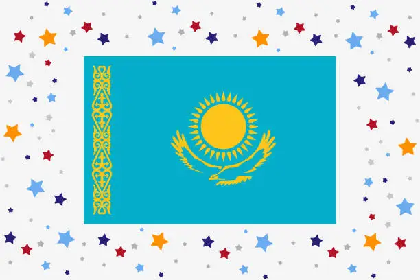 Vector illustration of Kazakhstan Flag Independence Day Celebration With Stars