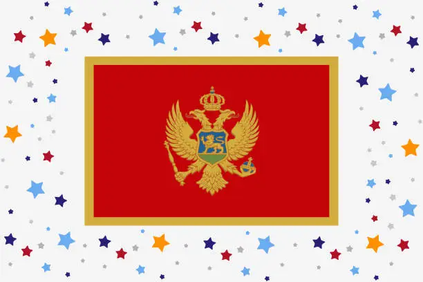 Vector illustration of Montenegro Flag Independence Day Celebration With Stars