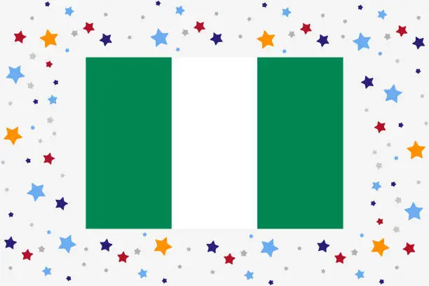 Vector illustration of Nigeria Flag Independence Day Celebration With Stars