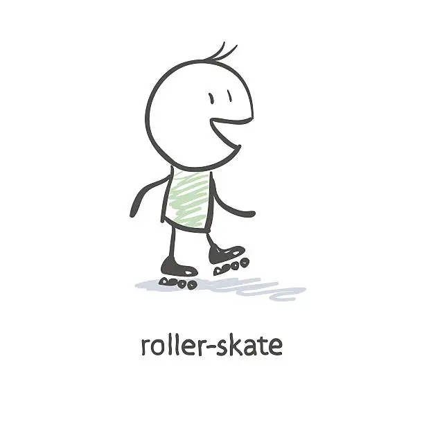 Vector illustration of Rider on roller skates