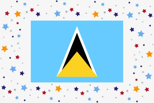 Vector illustration of Saint Lucia Flag Independence Day Celebration With Stars
