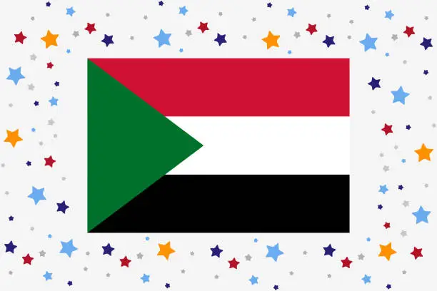 Vector illustration of Sudan Flag Independence Day Celebration With Stars