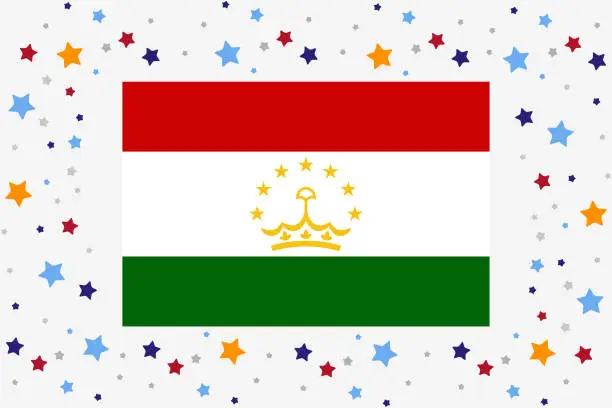 Vector illustration of Tajikistan Flag Independence Day Celebration With Stars