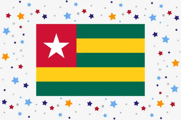 Vector illustration of Togo Flag Independence Day Celebration With Stars