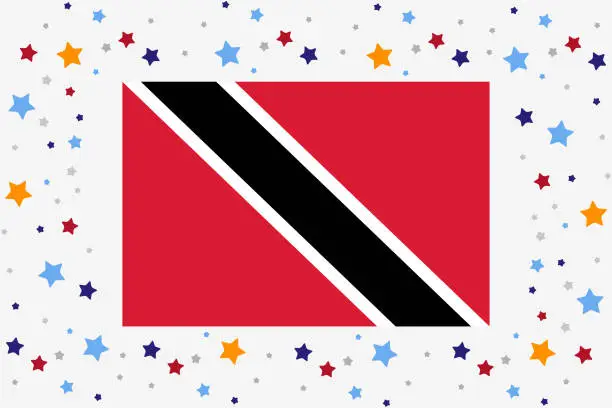 Vector illustration of Trinidad and Tobago Flag Independence Day Celebration With Stars