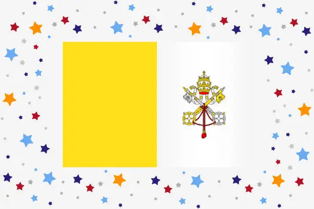 Vector illustration of Vatican Flag Independence Day Celebration With Stars