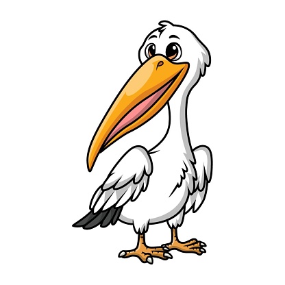 Vector illustration of Cute stork cartoon on white background