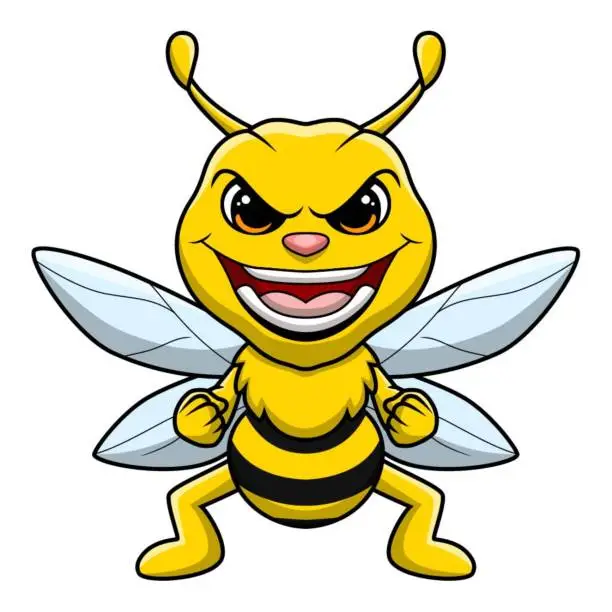 Vector illustration of Cute bee cartoon on white background