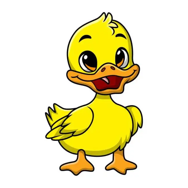 Vector illustration of Cute duckling cartoon on white background