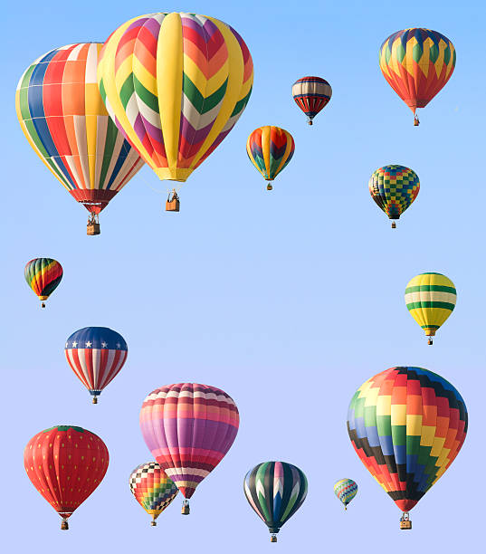 istock Hot-air balloons arranged around edge of frame 181744144