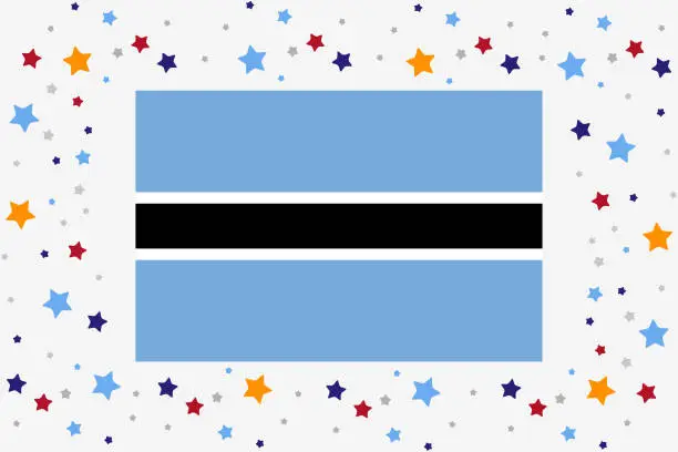 Vector illustration of Botswana Flag Independence Day Celebration With Stars
