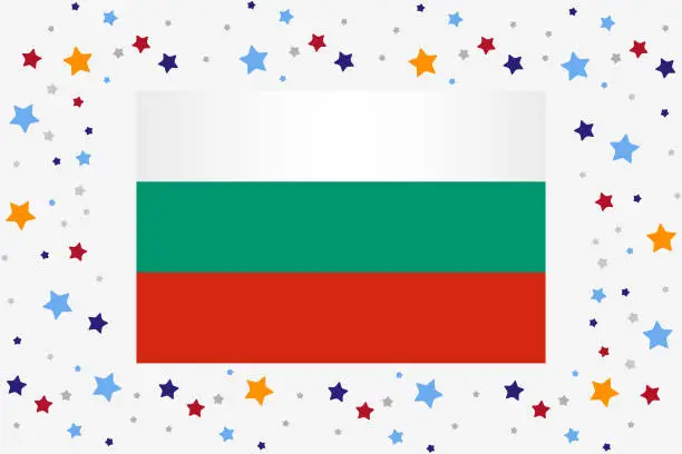 Vector illustration of Bulgaria Flag Independence Day Celebration With Stars