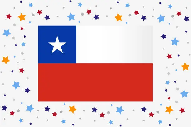 Vector illustration of Chile Flag Independence Day Celebration With Stars