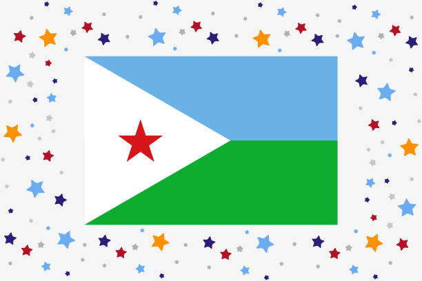 ilustrações de stock, clip art, desenhos animados e ícones de djibouti flag independence day celebration with stars - symbol sign vector republic of djibouti