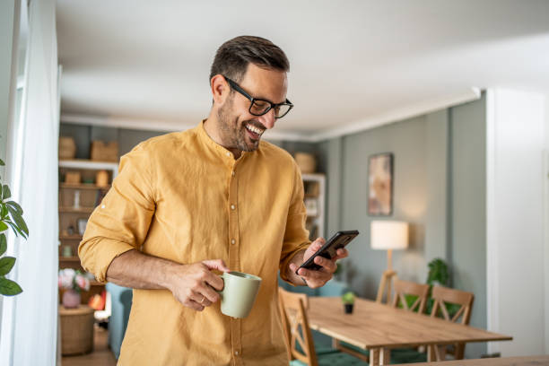 istock Daily morning routine, surfing the Internet, reading online portals 1817450318