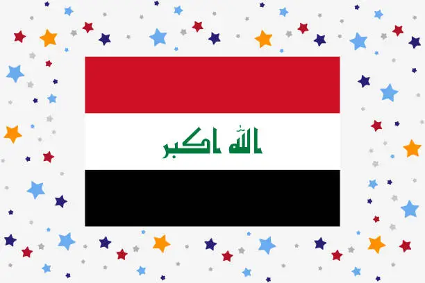Vector illustration of Iraq Flag Independence Day Celebration With Stars